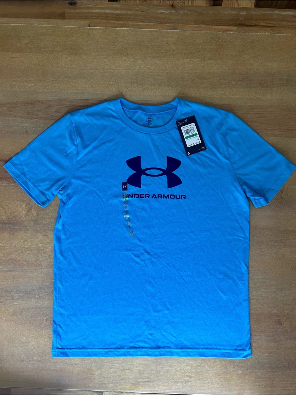 Under Armour YL Blue Logo Performance T-Shirt NWT